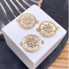 Коннектор солнце перламутр, цвет золото 15 мм 