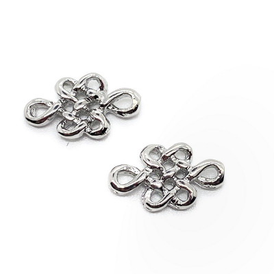 Коннектор узел счастья, цвет серебро 11х6 мм