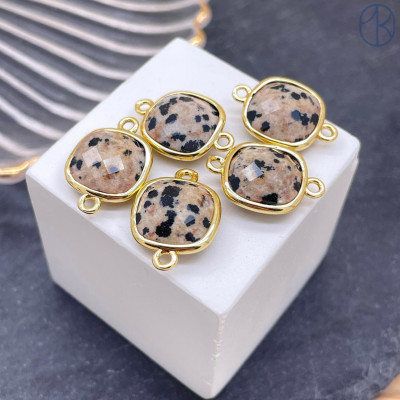 Коннектор Яшма далматиновая, цвет золото 12 мм