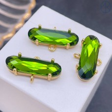 Коннектор зеленое стекло, цвет золото 20 мм 