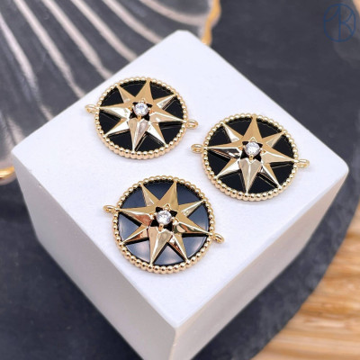 Коннектор звезда черная эмаль, цвет золото 15 мм 
