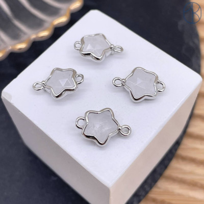 Коннектор звезда огранка горный хрусталь, цвет серебро ~ 12 мм