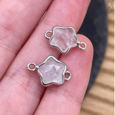 Коннектор звезда огранка горный хрусталь, цвет серебро ~ 12 мм