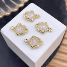 Коннектор звезда огранка горный хрусталь, цвет золото ~ 12 мм