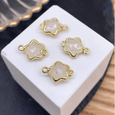 Коннектор звезда огранка горный хрусталь, цвет золото ~ 12 мм