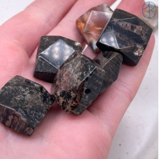 Коралл черный окаменелый квадрат огранка 18 мм
