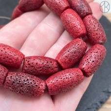 Коралл губчатый бочата красный ~ 20х12 мм