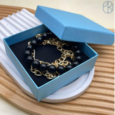 Коробка Голубая фактурная полосы 9*9*3см