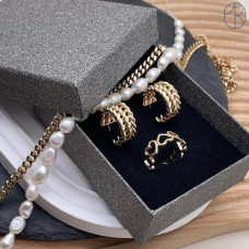 Коробка Темно-серая блестки 9x7x3 см упаковка 12 шт.