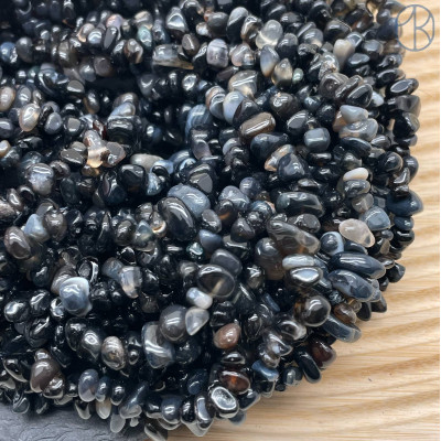 Крошка Агат черный ширина бусин ~ 7-11 мм