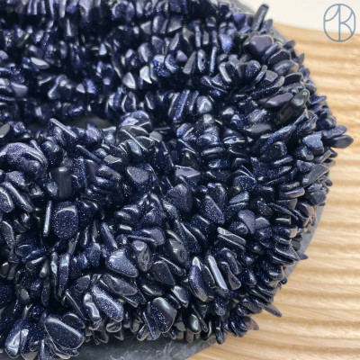 Крошка Авантюрин синий (имитация)  ширина бусин ~ 6-11 мм