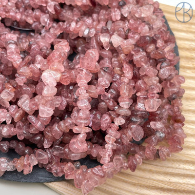 Крошка Клубничный кварц ширина бусин ~ 7-9мм