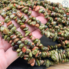 Крошка Унакит ширина бусин ~ 7-12 мм