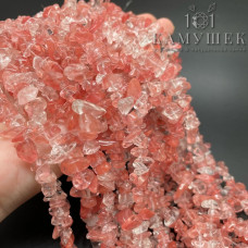 Крошка Вишневый кварц ширина бусин ~ 7-9 мм