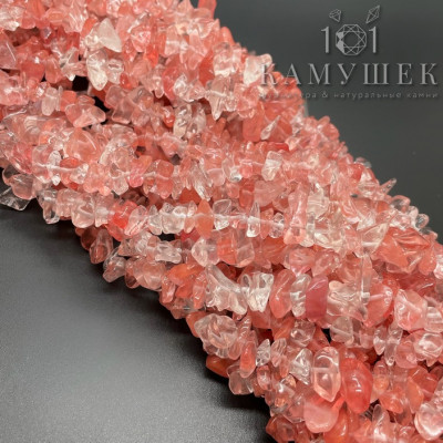 Крошка Вишневый кварц ширина бусин ~ 7-9 мм