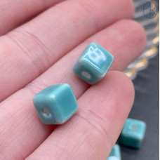 Кубик керамика, цвет бирюзовый 9 мм штучно