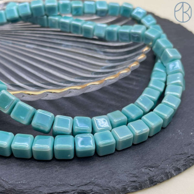 Кубик керамика, цвет бирюзовый 9 мм