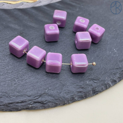 Кубик керамика, цвет фиолетовый 9 мм штучно