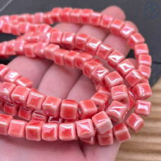 Кубик керамика, цвет лососевый 6 мм Кубик керамика, цвет лососевый 6 мм