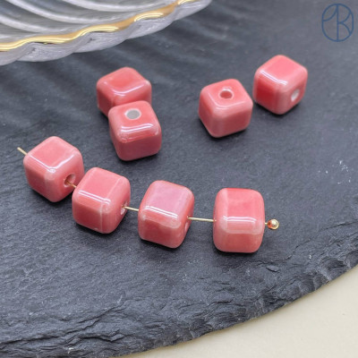 Кубик керамика, цвет лососевый 9 мм штучно