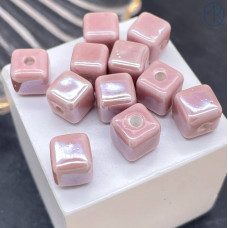 Кубик керамика, цвет пудровый 9 мм штучно
