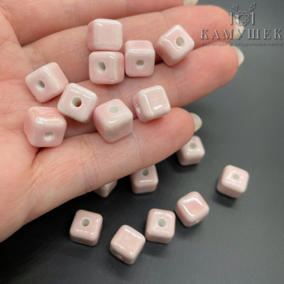 Кубик керамика, цвет светло-розовый 9 мм