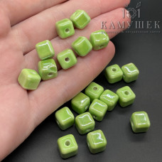 Кубик, керамика, цвет зеленый 9 мм