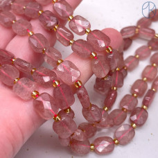 Кварц клубничный прямоугольник огранка 10х8 мм