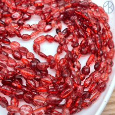 Кварц красный тонированный с эффектом Кракле галтовка ~ 6-8 мм