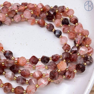 Кварц с включениями гетита крученая огранка 8 мм