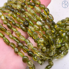 Кварц темно-зеленый тонированный с эффектом Кракле  галтовка ~ 6-8 мм