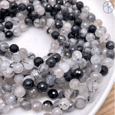 Кварц Турмалиновый 8 мм мелкая огранка (128 граней)