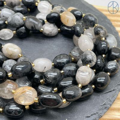 Кварц турмалиновый галтовка ~ 12-17 мм 