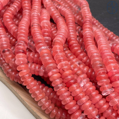 Кварц вишневый рондель 10х4 мм (имитация)