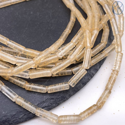 Кварц Вишневый желтый трубочки 13х4 мм (имитация)