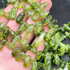 Кварц зеленый тонированный с эффектом Кракле сколы ~ 12-16 мм