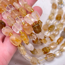 Кварц желтый с лимонитом и гетитом прямоугольник огранка 10х8 мм