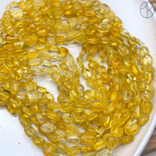 Кварц желтый тонированный с эффектом Кракле  галтовка ~ 6-8 мм