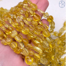 Кварц желтый тонированный с эффектом Кракле  галтовка ~ 6-8 мм