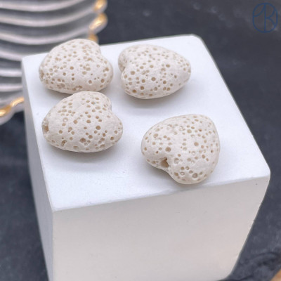 Лава Вулканическая белая сердце 14 мм