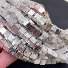 Лава Вулканическая куб с покрытием светлое серебро 6  мм