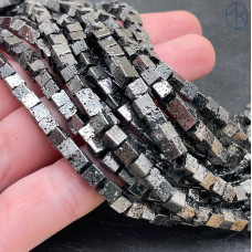 Лава Вулканическая куб с покрытием темное серебро 4 мм