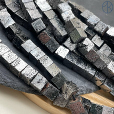 Лава Вулканическая куб с покрытием темное серебро 8 мм