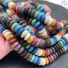 Лава Вулканическая микс рондель 9х4 мм Лава Вулканическая микс рондель 9х4 мм