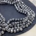 Лава Вулканическая огранка, 8 мм, с покрытием темное серебро