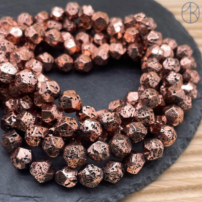 Лава Вулканическая огранка с покрытием бронза 10 мм