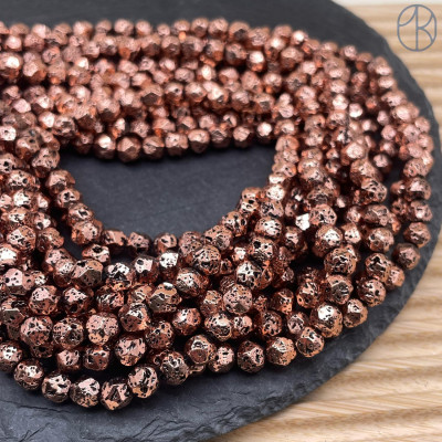Лава Вулканическая огранка с покрытием бронза 6 мм 
