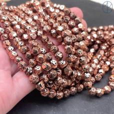 Лава Вулканическая огранка с покрытием бронза 6 мм  Лава Вулканическая огранка с покрытием бронза 6 мм