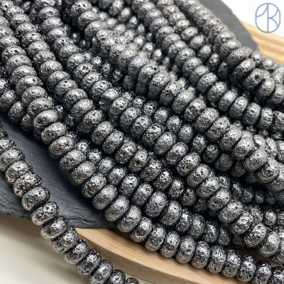 Лава Вулканическая рондель с покрытием антрацит 10х5 мм