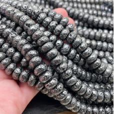 Лава Вулканическая рондель с покрытием антрацит 10х5 мм